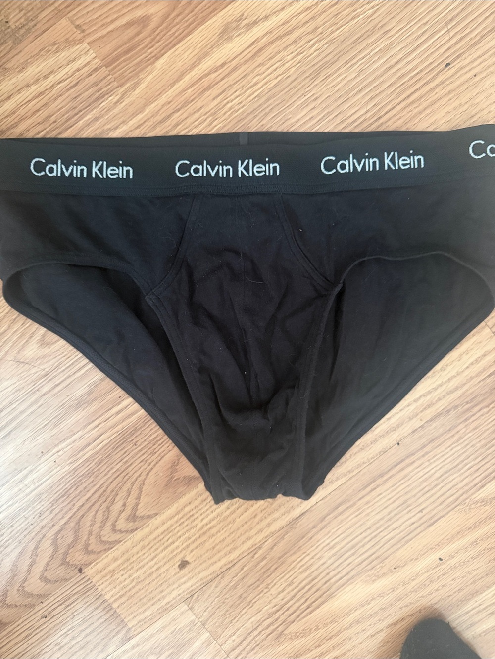 Calvin Klein Black Men's Cotton Briefs with Logo Waistband